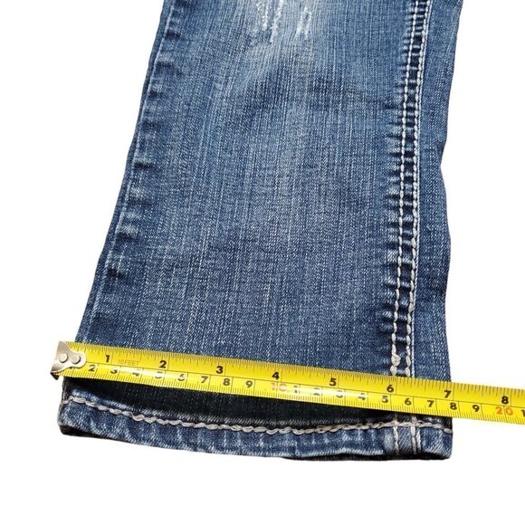 Grace In LA Womens Bootcut Jeans Blue Denim Embellished Pockets Size 11/29 - Picture 8 of 13